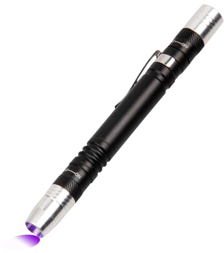 MODOAO Mini linterna UV LED de 395 nm, 2 en 1 modos de iluminación dual, mini linterna portátil impermeable de mano, tiña de orina de mascotas, manchas, detector de chinches, recarga artículos que