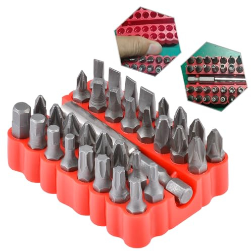 HOHXEN Set di 33 punte per cacciavite a prova di manomissione, viti di sicurezza esagonali con supporto magnetico per punte di estensione, kit di cacciaviti metrici da 1/4, accessori per utensili
