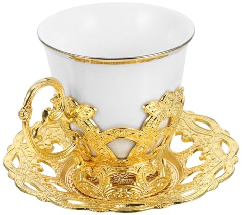 COLLBATH Tasses à Café Turques Vintage Ensemble de Tasses à Cappuccino Réutilisables avec Soucoupe