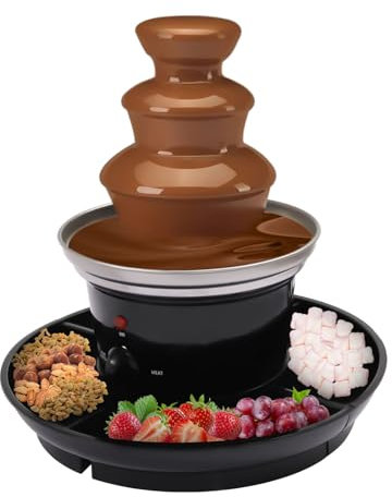RjcdOPL Fuente de Chocolate 3 niveles con plato de fruta, máquina de fuente para chocolate Fondant caliente 40 W, capacidad 0,45 kg, para reuniones familiares, cumpleaños, bodas