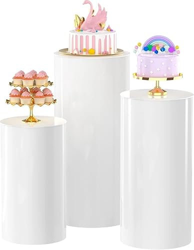 HoldOneLight Juego de pedestal cilíndrico, soportes de exhibición para bodas, fiestas, eventos, elegantes mesas de flores y centros de mesa, exhibidores decorativos versátiles