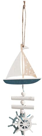 Maritime Anhänger Nautische Deko, Holz Wand Schlafzimmer Deko, Segelboot Maritime Dekoanhänger Set, Fisch Wanddekoration Wohnzimmer Dekoration für zu Hause Sommer Fensterdeko Hängedeko Wohnzimmer (D)
