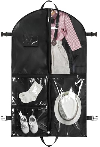 AMFUN Faltbare Kleidersack Reisetasche, 110x60cm Kleidersack für die Aufbewahrung, Anzugsack Schützt vor Staub, Feuchtigkeit (Schwarz)