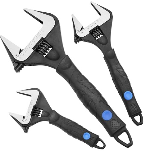 MAXPOWER Set di chiavi regolabili da 6 8 10 pollici, capacità bocca larga 1,4 1,6 2 (35mm 40mm 50mm)