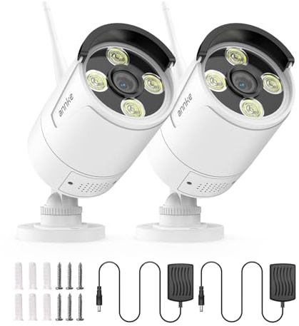 ANNKE 2 Pack 3K Add-On Security Camera Outdoor, CCTV Camera with Metal Housing, 2.4G/5Ghz WiFi, Colour Night Vision, Sound & Light Alarm, Human Detection, 2-Way Audio, IP67 Waterproof