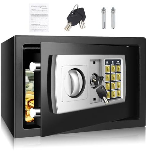 8.5L Safe Tresor für Zuhause - Inkl 2 Notschlüssel I Schranktresor Möbeltresor mit Zahlenschloss für Bargeld Geld Papiere I Wandtresor Zimmersafe Sicher Haussafe