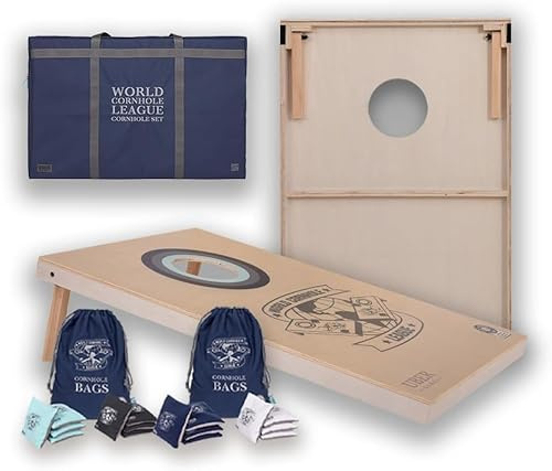 Cornhole 100 Prozent Holz - Professional Set - Incl. 16 Bean Bags - 4 Farben - Offizielles World Cornhole League (90x60 cm)