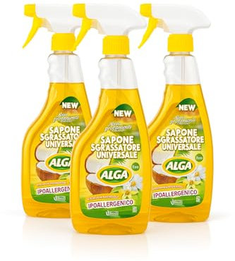 Sgrassatore Universale Naturale per Tutte le Superfici, Formula con Alga, Confezione Multipla, Made in Italy (3)