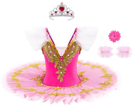 Lito Angels Tutú de Ballet para Niña con Aplique Dorado | Aplique dorado, Pedrería, Tirantes finos, Mangas de tul con volantes, Tutú multicapa, Ballet, Actuaciones, Fotos