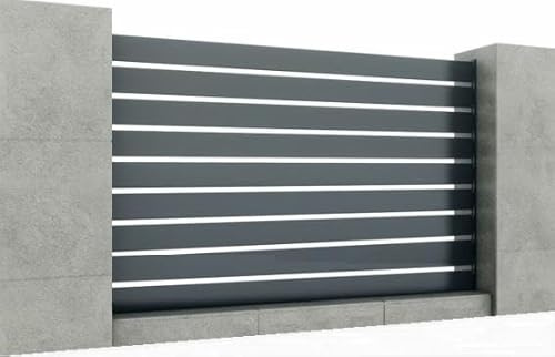 Aluminium staket insynsskydd 1,7 x 2,5 m antracit RAL 7016 lamellstaket