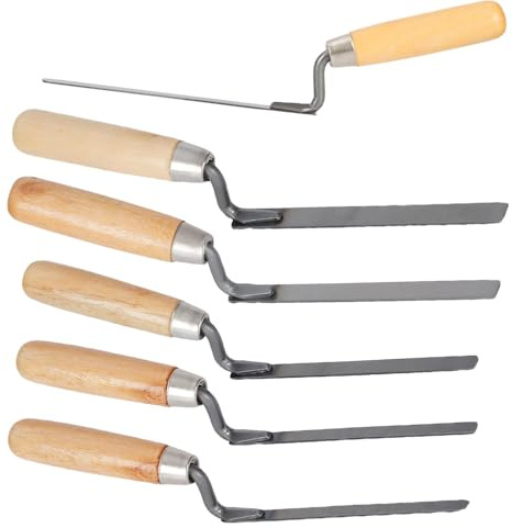 5 - Piece Pointing Trowel Set - 6/8/10/12/15mm Stainless Steel Tools with Wooden Handles for Brickwork & Masonry