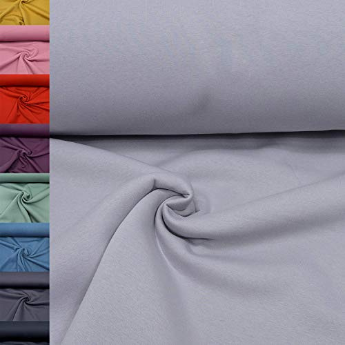 MAGAM-Stoffe Berlin Dicker Sweat Stoff Uni innen angeraut und weich Meterware 50cm (13. Hellgrau Mausgrau)