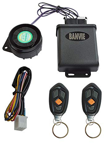 BANVIE Motorcycle Security Alarm System with Remote Start Stop Engine, Super Waterproof Unit and High Voltage Protection,