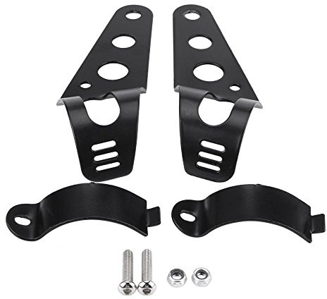 Keenso Klemmhalterungen für Scheinwerfer, Seite, 43 mm, Set, Rohr, Gabel, Halterung, Universalhalterung, Scheinwerfer (schwarz), Pedal/Pedal und Zubehör, Halterung aus Kunststoff