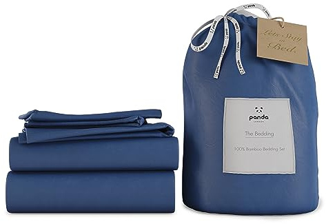 Panda London Bamboo Complete Bedding Set - Eco-Friendly, Hypoallergenic, Full Set for Comfort, UK Double, Deep Sea Navy