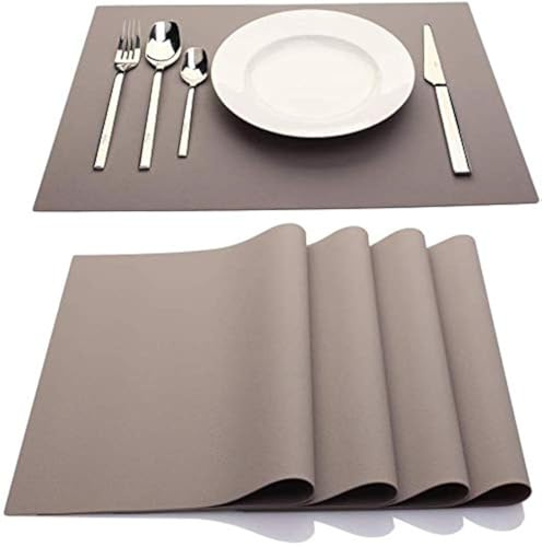 IYYI Silikon Tischsets,Tischsets für Kinder,Tischsets für Esstisch,wasserdichte hitzebeständige rutschfeste Küche Leicht zu reinigen,4er-Set (Hellgrau)