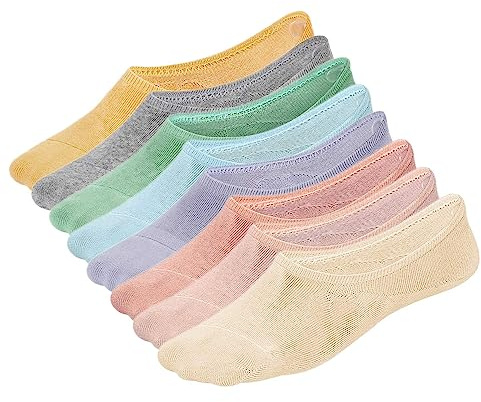 WHISPER DEER No Show Liner Socks Women - Size 4-7/7-10/10-13 Low Cut Invisible Cotton Sneaker Socks with Non Slip Grip (3/6/8 packs)