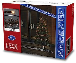 Konstsmide Micro LED Compactlights, 800 bernsteinfarbene Dioden, 30V Außentrafo (IP44), 6W, schwarzes Kabel - 3869-800