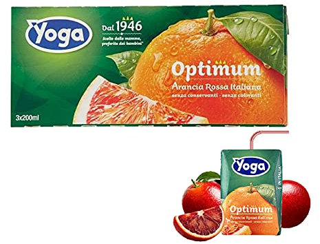 Yoga Succo Arancia Rossa Italiana con Estratti di Ribes e Carota 8 Confezioni da 3 x 200 ml