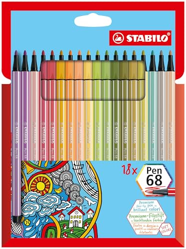 STABILO - Premium-Filzstift - Pen 68 | 18er Pack, soft colors