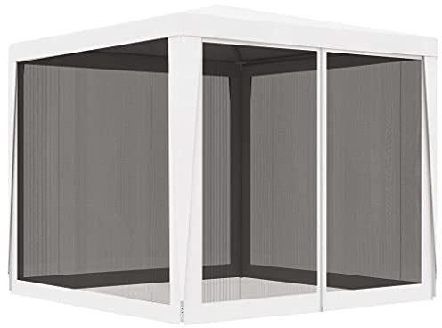 Tidyard Tendone per Feste con 4 Pareti in Rete 2,5x2,5 m Impermeabile Protezione UV Tenda Giardino Sagre Eventi Mercati Esterno Bianco Gazebo con Zanzariera