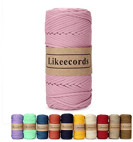 Likeecords Poliestere Corda 4mm x 130m,Cordino Per Borse Uncinetto,Polipropilene Macrame Corda intrecciata,Macramè Filo per Appendiabiti per Fiori, Home Decor （Carne in Polvere）