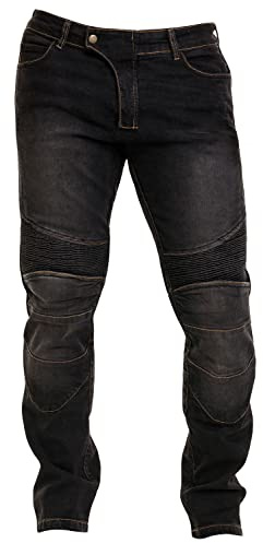 Rider Protec Mens Motorbike Riding Jeans Stretch Panel Armor Adventure Motorcycle Pants Aramid Protective Lining Trousers Black