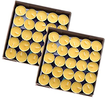 Duiaynke Lot de 100 bougies décoratives bouddhistes non parfumées au beurre de ghee pour église, autel, cérémonie, Diwali (2 heures, jaune)