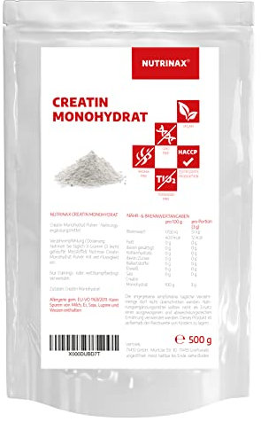 NUTRINAX | reines Creatin Monohydrat | 1000g | mikronisierte Qualität 200 Mesh - vegan - ohne Zusätze |