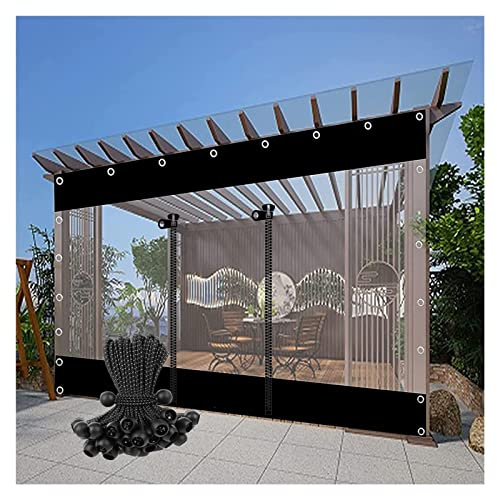WZYJLyds Rideau Imperméable Transparent avec Porte Roulante Bâche en PVC de 0,5mm avec Oeillets Panneau Latéral pour Extérieur, Pergola, Belvédère, Porche