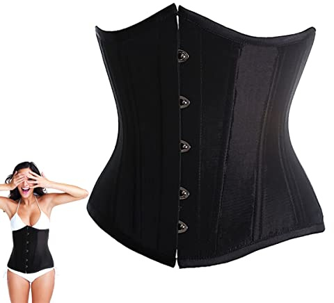 Corsés de entrenamiento de cintura para mujer, corsé negro Sexy debajo del busto con tanga, corsé deshuesado Vintage, Tops tipo camisola para fiesta, Mujer Steampunk Corsé de Underbust Cintura