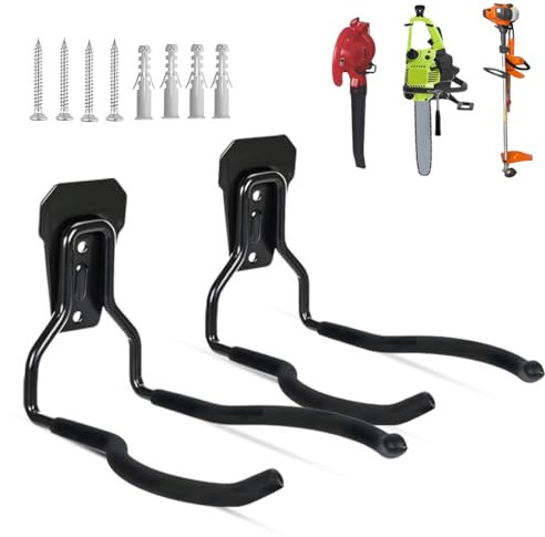 HiNADA Garden Power Tool Hanger,Garage Wall Hooks,Heavy Duty Storage Hooks,Metal Garden Strimmer Hanger,String Trimmer Hanger Bracket Perfect for Garage Tool Organizers and Storage(2PCS)