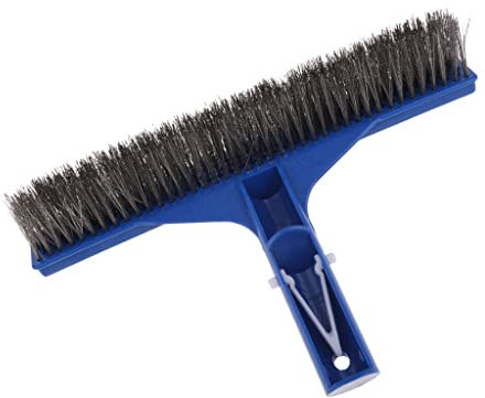 Tête de brosse métallique avec manche en aluminium, tête de brosse de nettoyage de piscine, for nettoyer les surfaces et les murs des piscines et des spas (fil d'acier E de 18 pouces)/444 ( Color : B