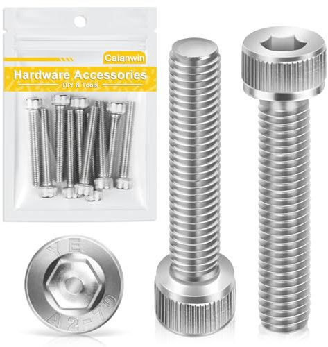 Tornillos cilíndricos M6 x 40 mm con hexágono interior, 10 unidades, Caianwin DIN 912 de acero inoxidable (A2 V2A), tornillos para máquinas industriales, vehículos de motor, construcción