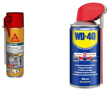 SIKA Boom 128 Tout en un, Mousse polyuréthane expansive Spécial Moyen Format : Expansion 20L & WD-40 • Produit Multifonction • Spray Double Position • Sans Silicone • Non Conducteur