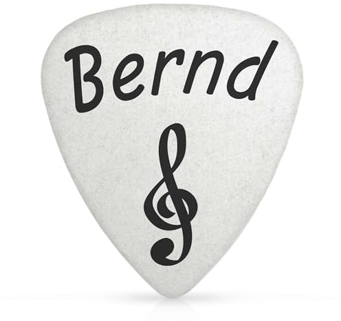 Plektrum Akustikgitarre personalisiert mit Gravur | Geschenk Gitarrist | Edelstahl, langlebiger als Kunststoff | Standard 351, 30 × 26 mm | für E-Gitarre & Bass | Plektron mit Name & Motiv