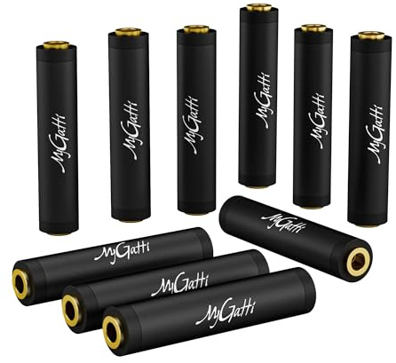 Mygatti 3.5mm AUX Buchse auf Buchse vergoldete Kupplung (10er-Pack),1/8 Stereo Jack auf 1/8 Stereo Jack Adapter, AUX Buchse Verbinder/Adapter Kompatibel mit Kopfhörer, Auto Stereo,Matt-schwarz