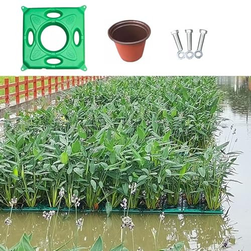 Set mit schwimmenden Pflanzkörben für Gartenteiche, schwimmende Pflanzeninsel für den Außenbereich, grüne Setzlingstöpfe zur Begrünung von Terrassen/Wasserflächen/Flussmanagement (Farbe: Pflanzgefäß