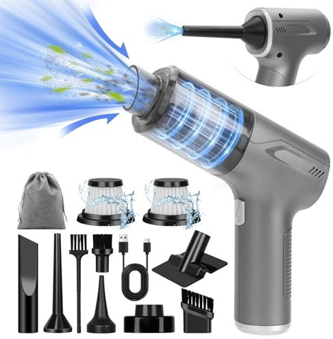 Aspiradora de Mano, Aspirador Coche Potente, 20000PA Escoba de Aspiradora Sin Cable - 4 en 1 USB Recargable Mini Aspiradoras, Inalámbrica Aspiradores de mano Portatil para Pelo Mascotas, Casa, Cocina
