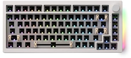 Akko 5075B Barebones Tastatur Kit,2.4Ghz/BT5.0/Kabelgebundenes Gaming DIY Kit,VIA Programmierbar, Hot Swap Custom Tastatur Kit,4500mAh Akku, nach Süden gerichtetes RGB für Win/Mac (US Layout, Weiß)