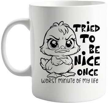 signkitsuk I Tried to Be Nice Once, Worst Minute of My Life 11oz Ceramic Mug – Humorous Coffee Mug, Gag Gift for Coffee Lovers, Quirky Present for Friends, Family, or Co-Workers