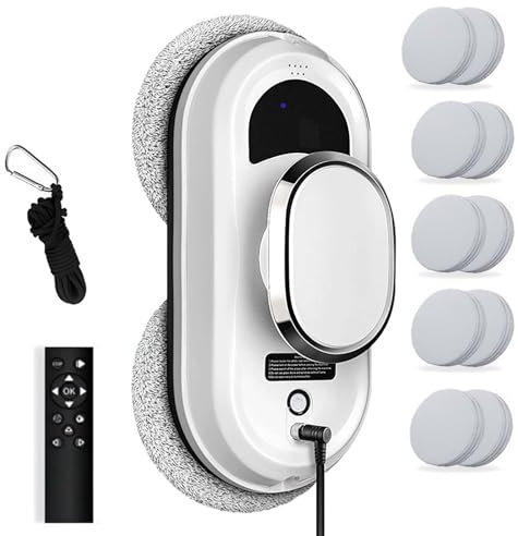ASnwpaK Robot Limpiacristales, Robot Limpiacristales 5600pa, Limpieza AutomáTica | ProteccióN De Apagado De 20 Minutos, MáQuina De Limpieza De Ventanas De Gran Altitud Totalmente AutomáTica