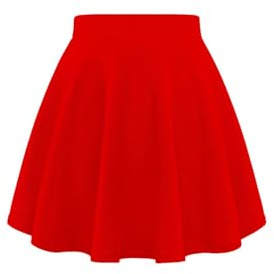 Gum & Berries Girls Skater Skirt High Waist Flared Mini Skirt Casual Dance Party Outfit Red 9-10 Years