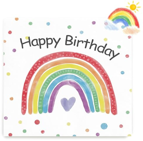 36 Stück Regenbogen Servietten Geburtstag,3-Lagig Happy Birthday Servietten Tischdeko Geburtstags Papierservietten Regenbogen Deko Mädchen Jungen Party Dekoration Napkins 33 x 33 cm