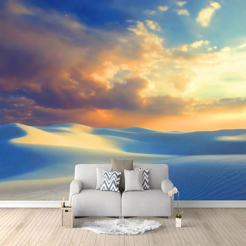 Carta da parati panoramica in tessuto non tessuto paesaggio naturale dune e cielo, multicolore poster fotografico da parete per cucina camera da letto, ristorante, soggiorno, camera da letto, sfondo