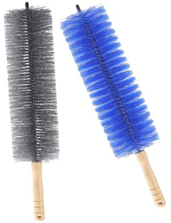 MALUGOGO 2Pcs Flexible Microfiber Fan Dusting Brush for Electric Fans and Air Conditioner Crevices Bendable Non Washable Cleaning Tool for Household Use in Grey and Blue Multipurpose Dust