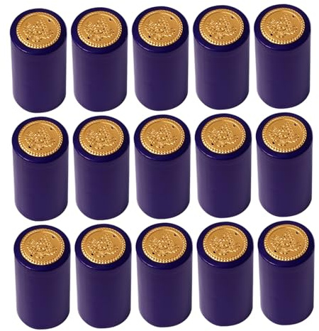 EPIGEIST Tapas Retráctiles para Botellas de Vino Tinto Azul, Película Termorretráctil para Sellado Profesional en Casa, Paquete de 200 Unidades