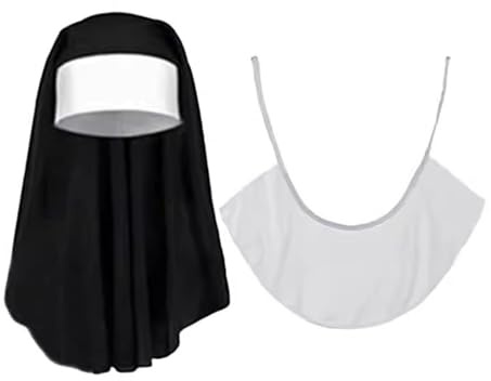 X-Institute Nonne Kostüm Set Cross Anhänger Halskette Hutkreuz Über Die Kniesocken Halloween Accessoires Kit Für Frauen Mädchen Nonne Kostüm Set