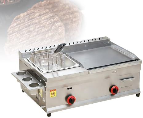 Freidora Profesional Industrial De Cocción a Gas, Plancha Comercial Con Respuesta Rápida Y Estructura De Acero Resistente Para Cocinas De Alta Demanda(Home-Use)