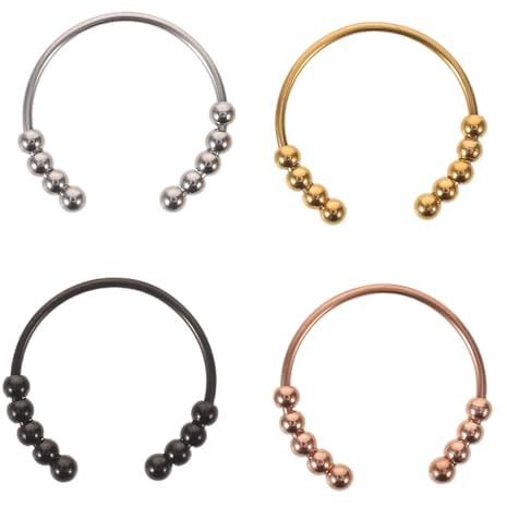 ERINGOGO 4 st Fidget-ångestringar för kvinnor - Rostfritt stål Spinner Open Ring - Snurrande pärlor Smycken för män Studenter Hemmakontor Justerbar